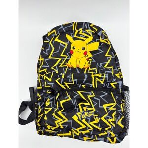 Pokemon Pikachu Backpack Black Yellow Lightning Bolt Print School Bag Travel